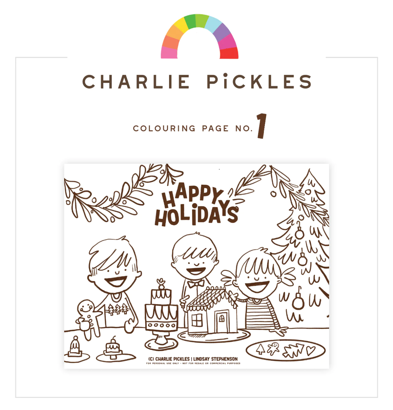 Holiday Colouring Page No. 1 - Gingerbread House Decorating