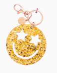 Gold Confetti Smiley Stars Keychain