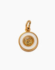 Milky White Circle Gem, 18k Gold Plated Charm