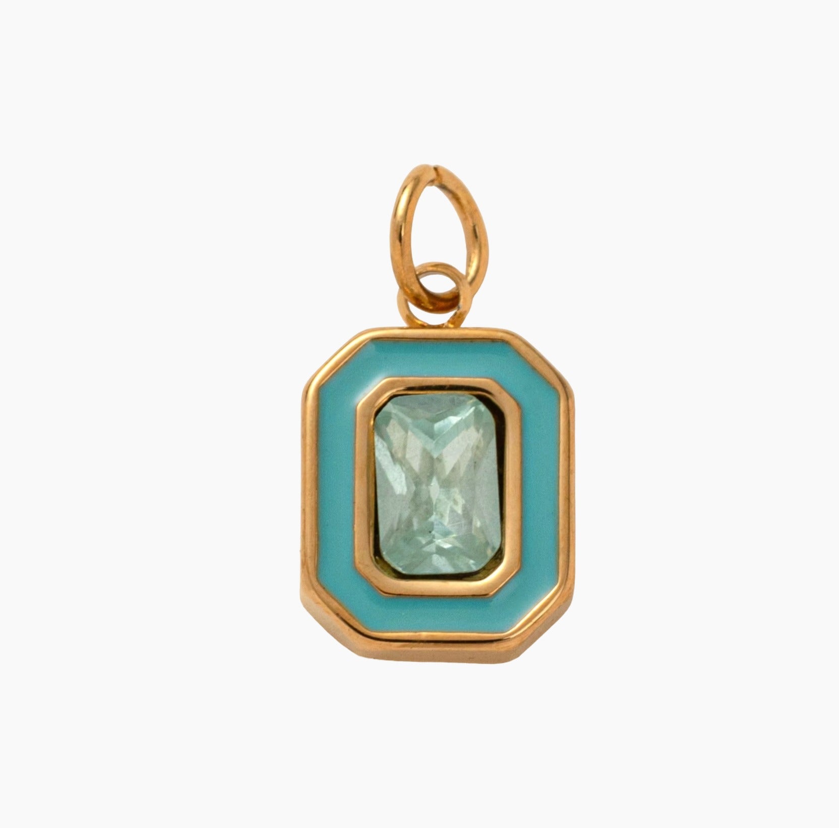 Holiday Green Circle Gem, 18k Gold Plated Charm