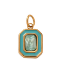 Holiday Green Circle Gem, 18k Gold Plated Charm