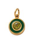 Holiday Green Circle Gem, 18k Gold Plated Charm