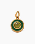 Holiday Green Circle Gem, 18k Gold Plated Charm
