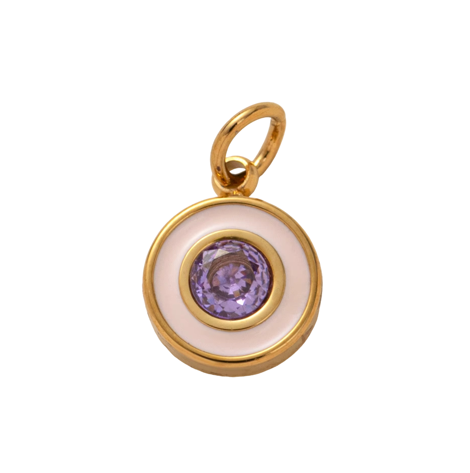 Holiday Green Circle Gem, 18k Gold Plated Charm