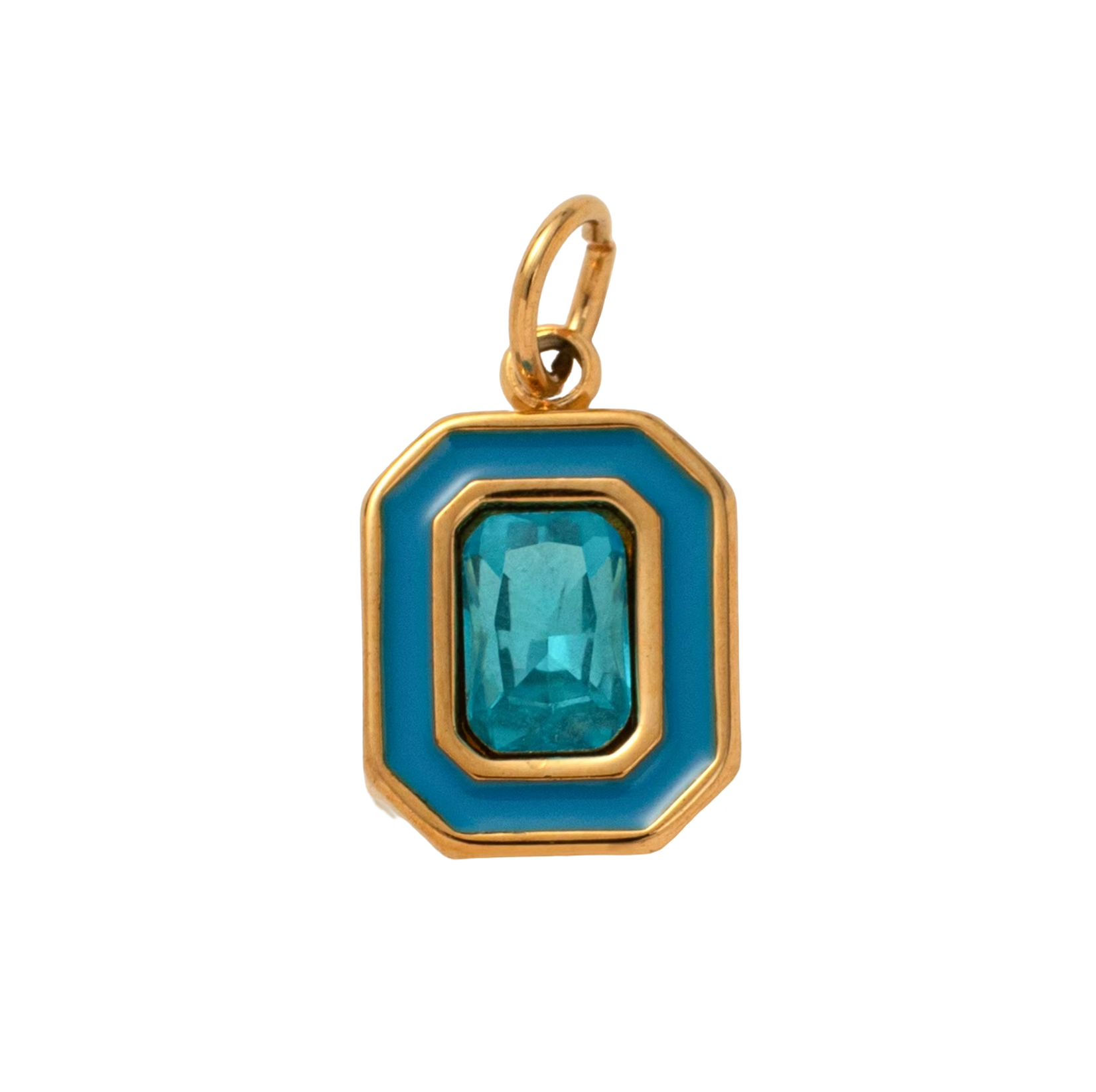 Holiday Green Circle Gem, 18k Gold Plated Charm