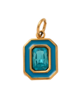 Holiday Green Circle Gem, 18k Gold Plated Charm