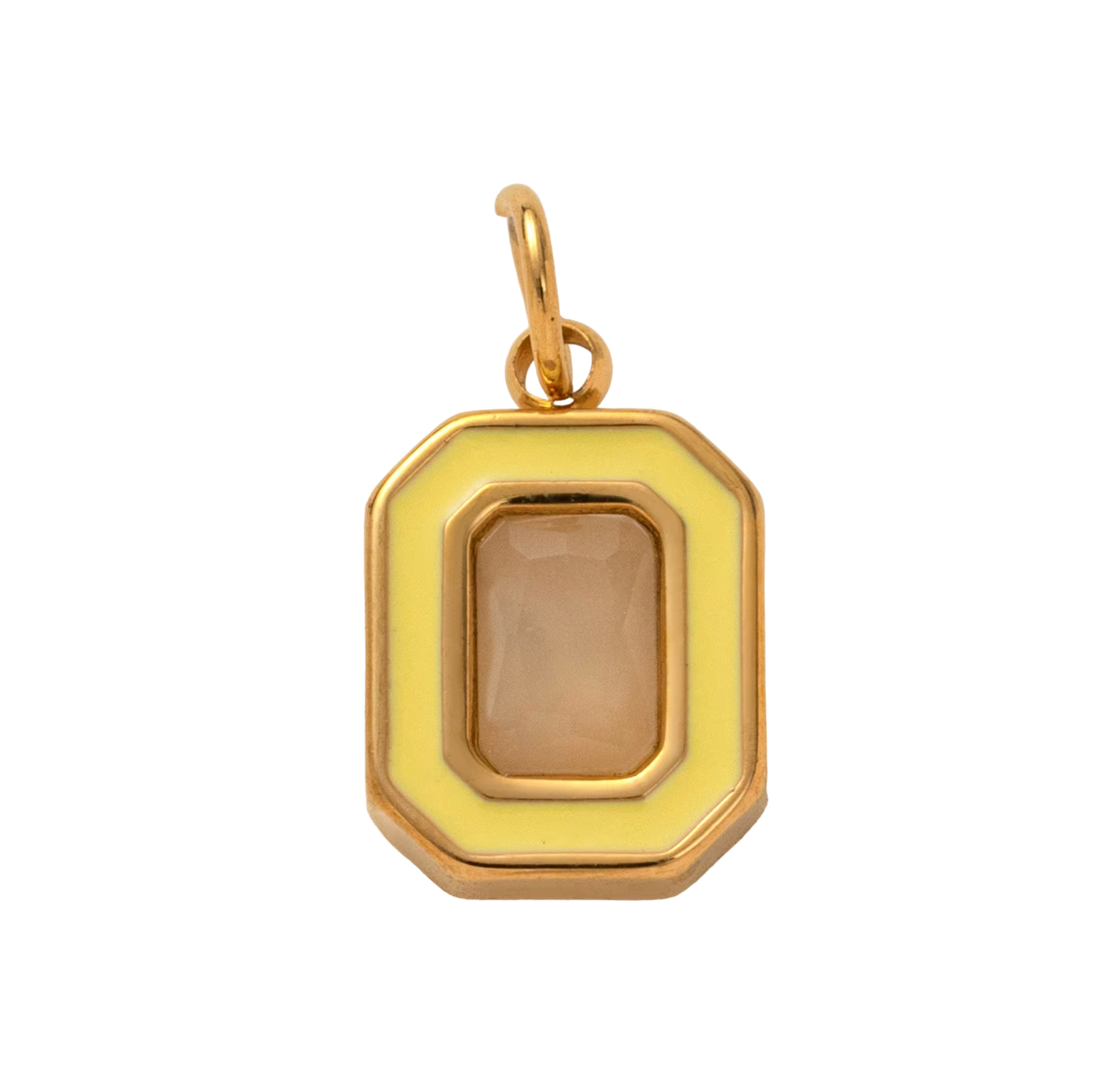 Holiday Green Circle Gem, 18k Gold Plated Charm