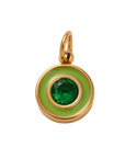Holiday Green Circle Gem, 18k Gold Plated Charm
