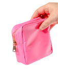 Bubblegum Pink- Mini Square Nylon Pouch