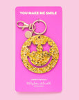 Gold Confetti Smiley Stars Keychain
