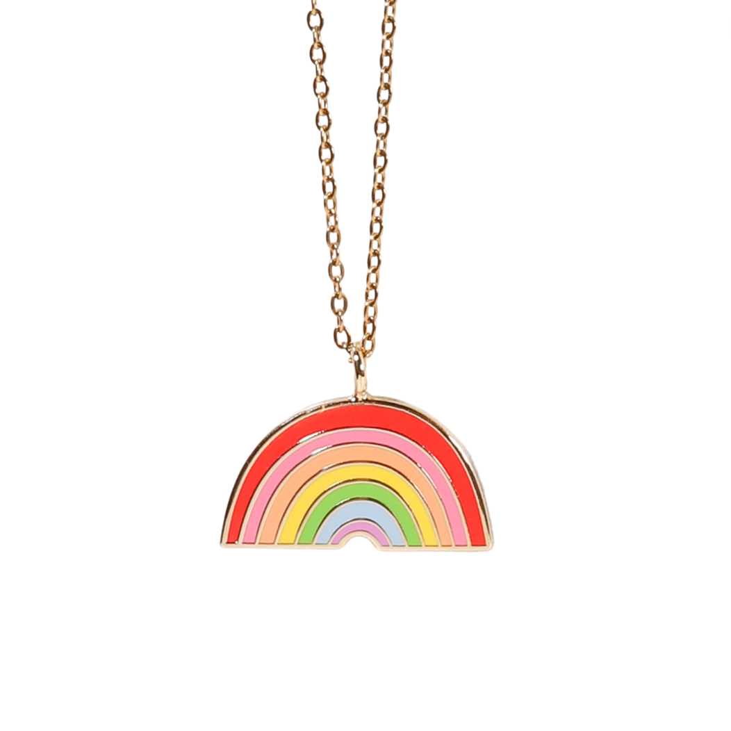 Rainbow Pendant Necklace, 14k Gold Plated