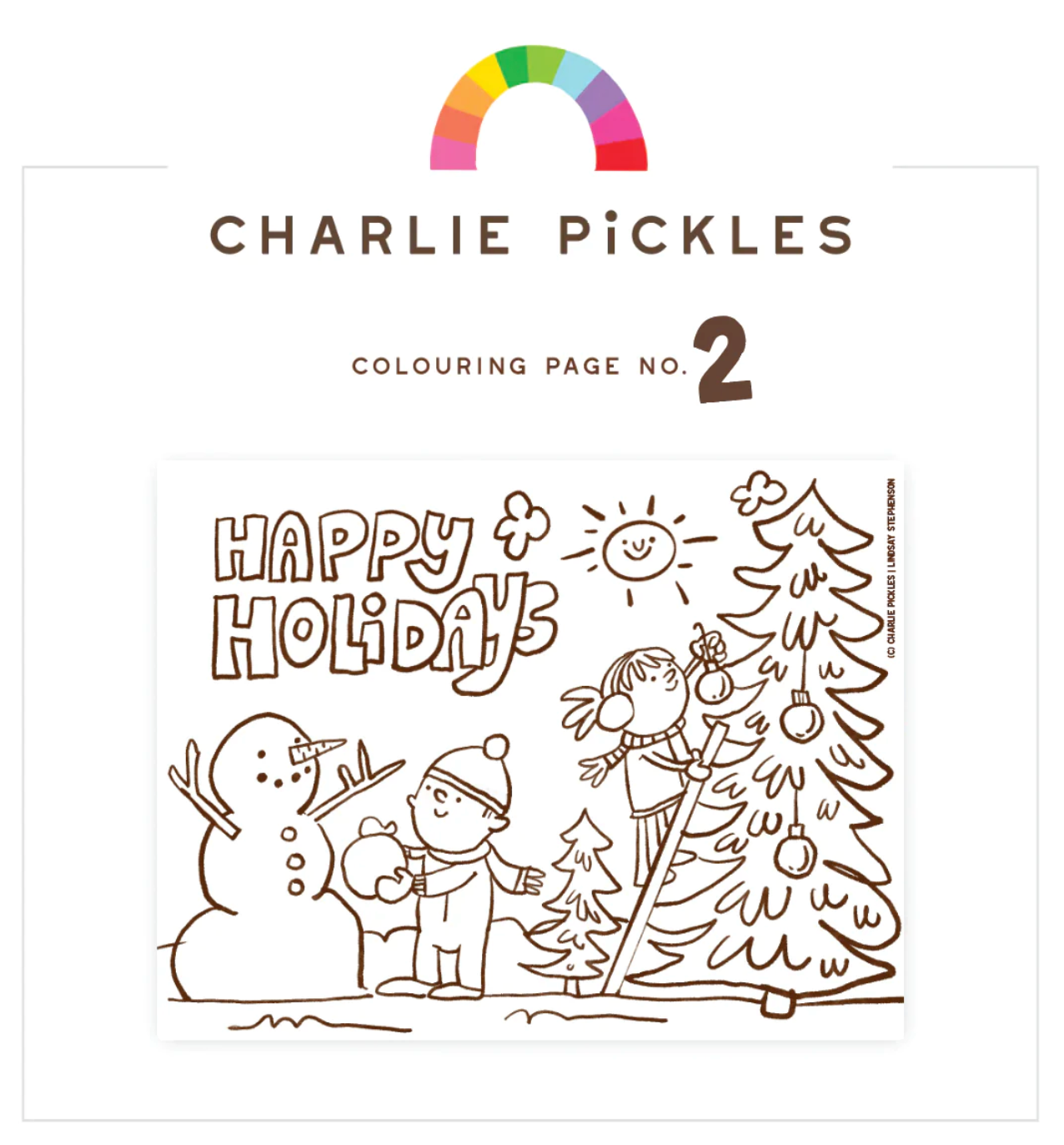 Charlie Pickles Holiday Colouring Page No. 2