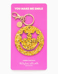 Gold Confetti Smiley Stars Keychain