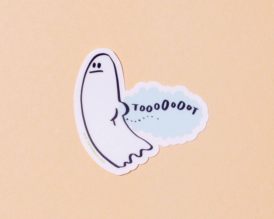 Clear Vinyl Sticker—Tootin' Ghost