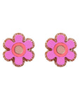 Flower Stud Earrings - Purple