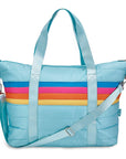 Blue Puffer Tote Bag Retro Stripe