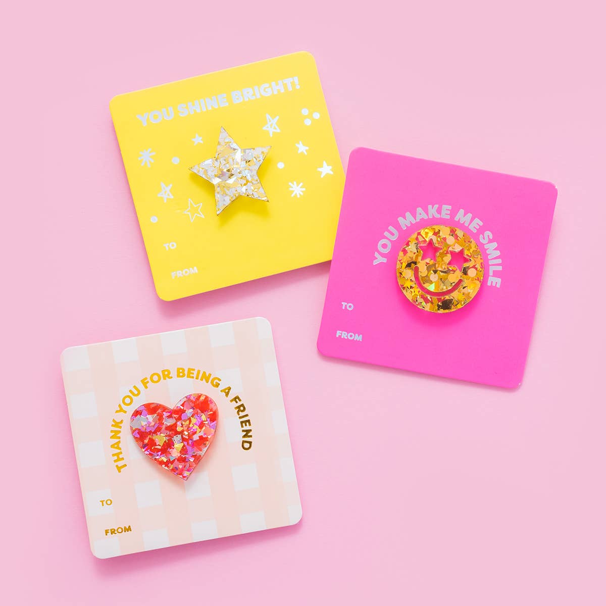 Pin Card - Star - Pearl + Gold Confetti