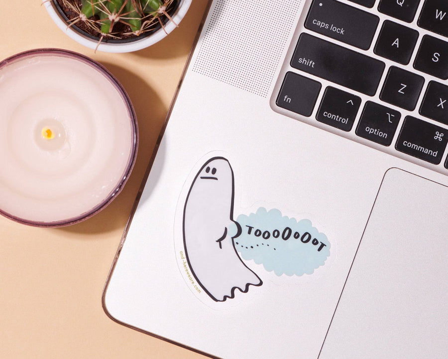 Clear Vinyl Sticker—Tootin' Ghost