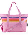 Pink Puffer Tote Bag Retro Stripe