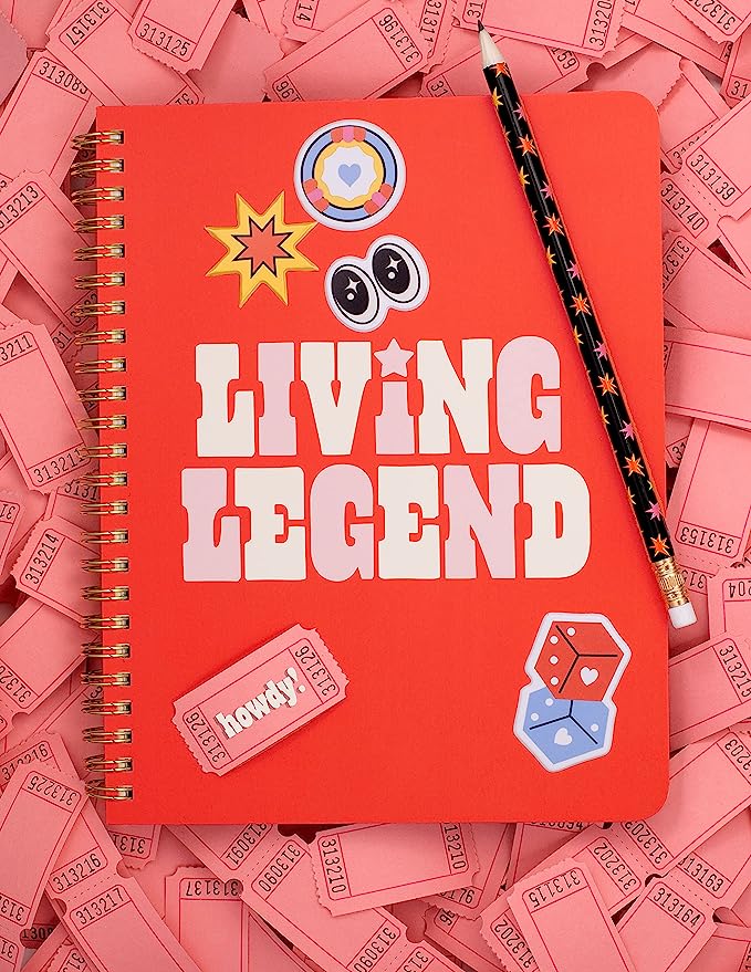 Living Legend notebook cover with stickers