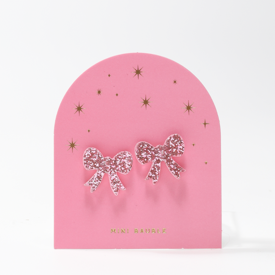 bow acrylic earrings - pink