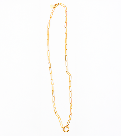Paperclip Link Necklace, 18k Gold Plated