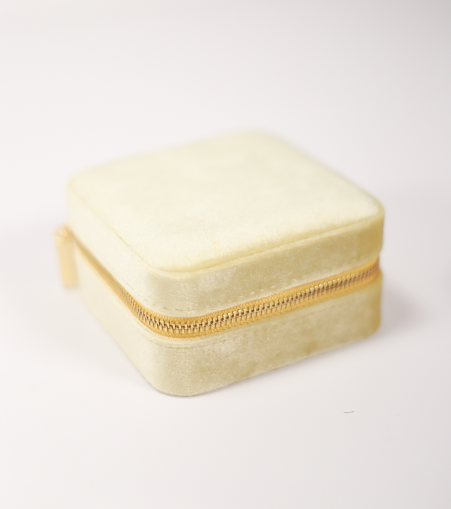 Pale Yellow Velvet Jewelry Box