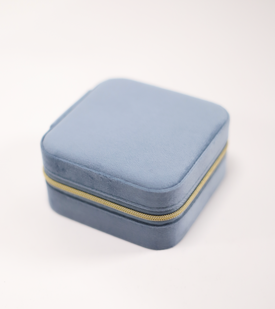 Steel Blue Velvet Jewelry Box