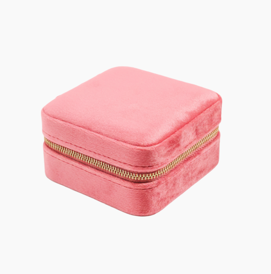 Pink Blush Velvet Jewelry Box with mirror