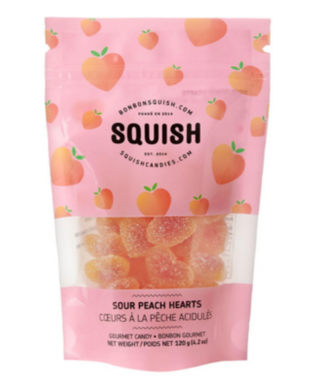 Squish Candy, Sour Peach Hearts