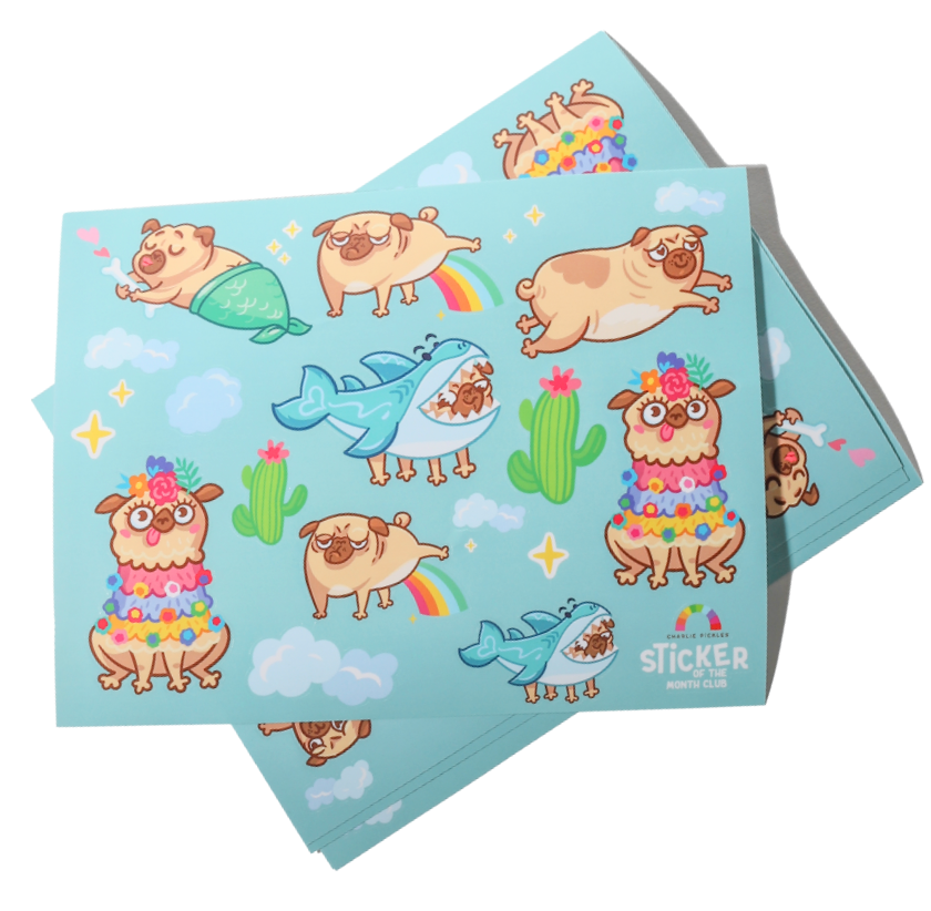 Silly Pug Sticker Sheet