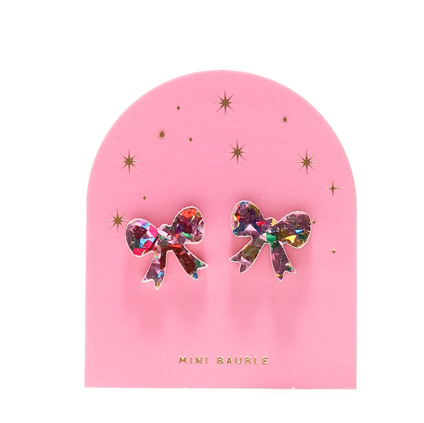 bow acrylic earrings - confetti