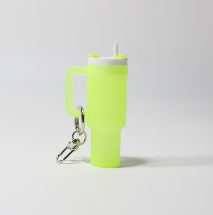 Custom Stanley Keychain / Bag Charm - Neon Yellow (glows in dark)