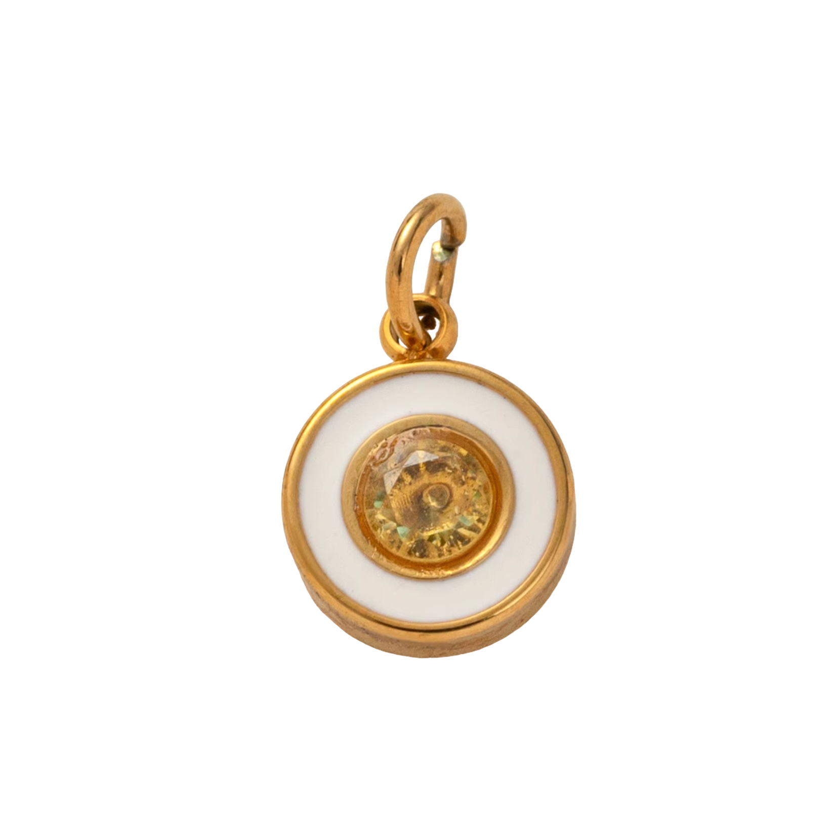 Holiday Green Circle Gem, 18k Gold Plated Charm