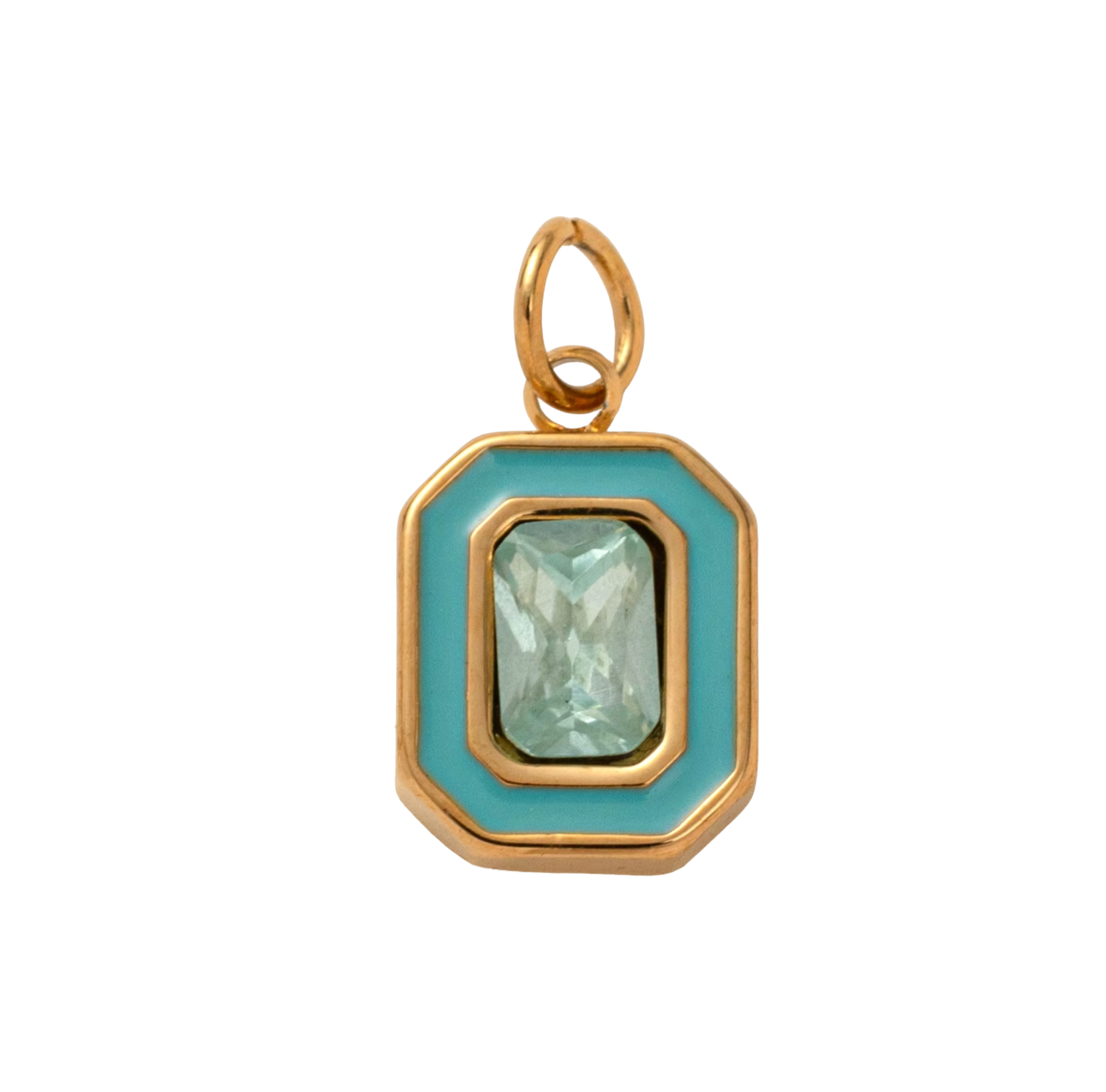 Holiday Green Circle Gem, 18k Gold Plated Charm