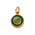 Holiday Green Circle Gem, 18k Gold Plated Charm
