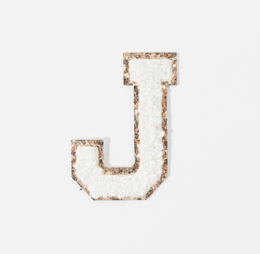 J - Letter Patch White