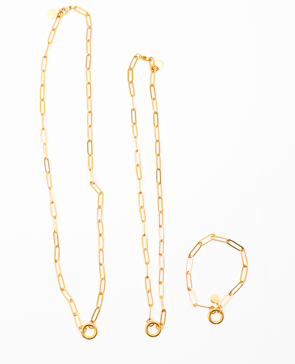 Paperclip Link Necklace, 18k Gold Plated