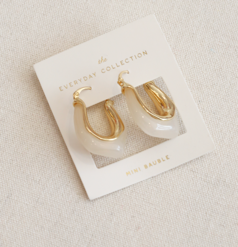 Jelly Gold Hoop Resin Earring - White
