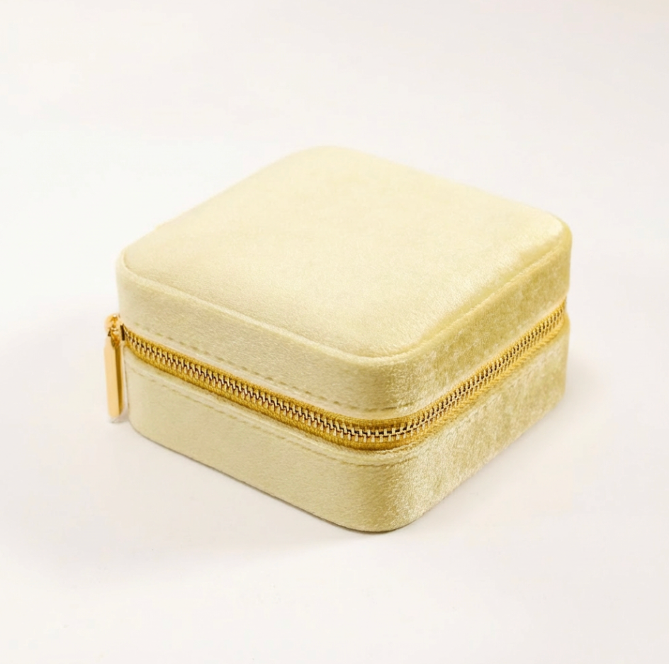Pale Yellow Velvet Jewelry Box