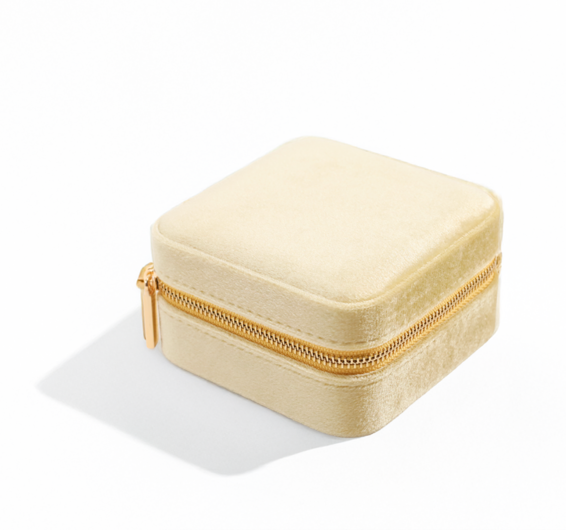 Pale Yellow Velvet Jewelry Box