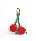 Cherry, Vegan Leather Coin Pouch / Bag Charm