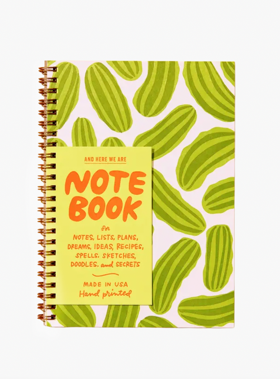 Letterpress A5 Lined Spiral Notebook—Pickles