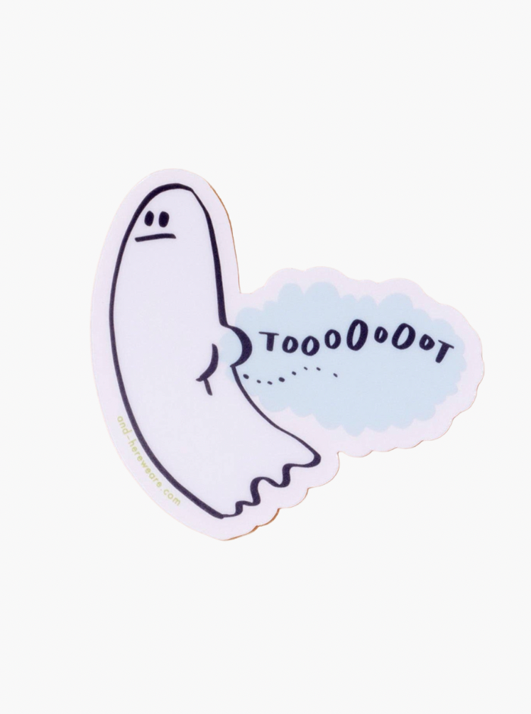 Clear Vinyl Sticker—Tootin' Ghost