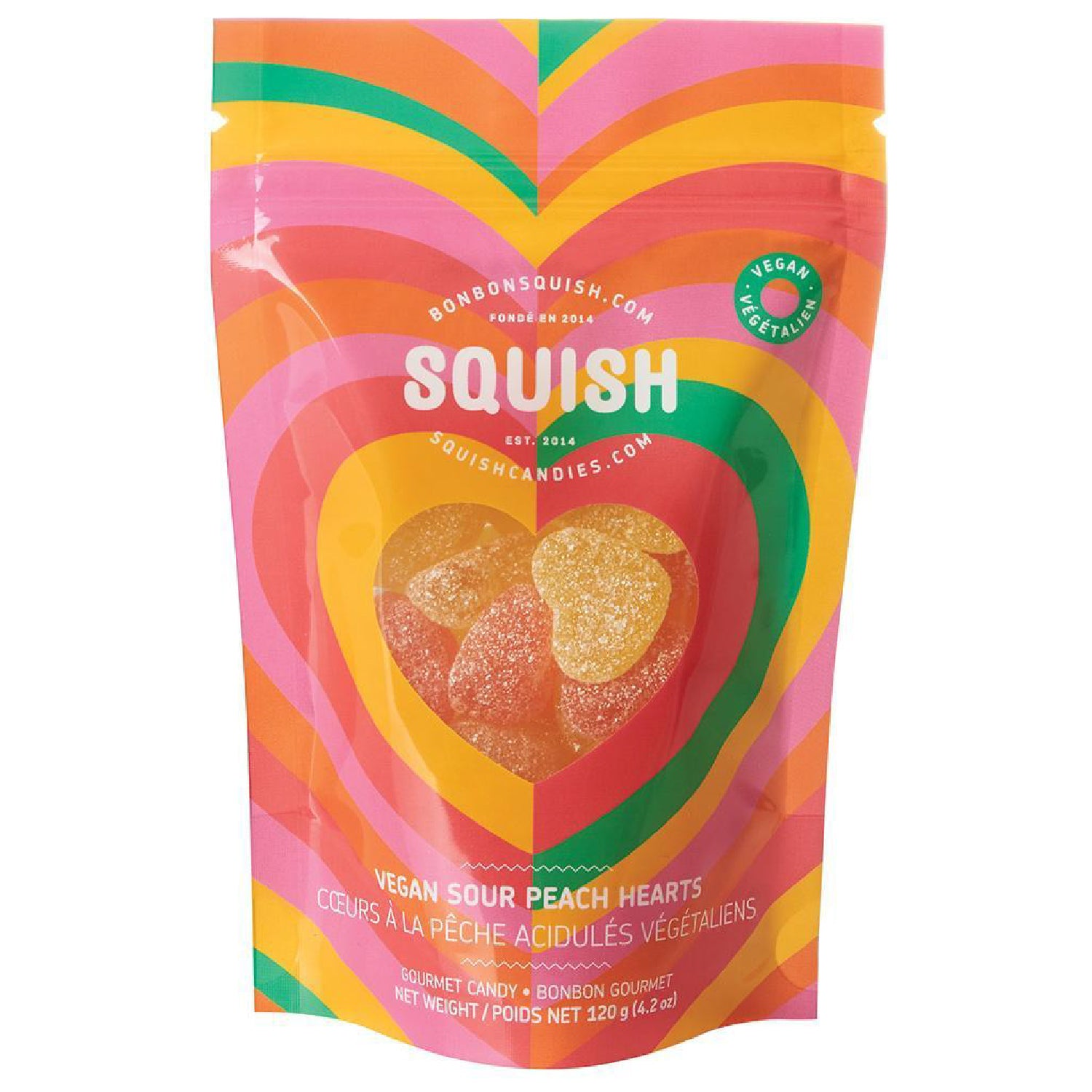 Vegan Sour Peach Hearts - Squish Candy