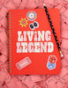 Living Legend notebook cover with stickers