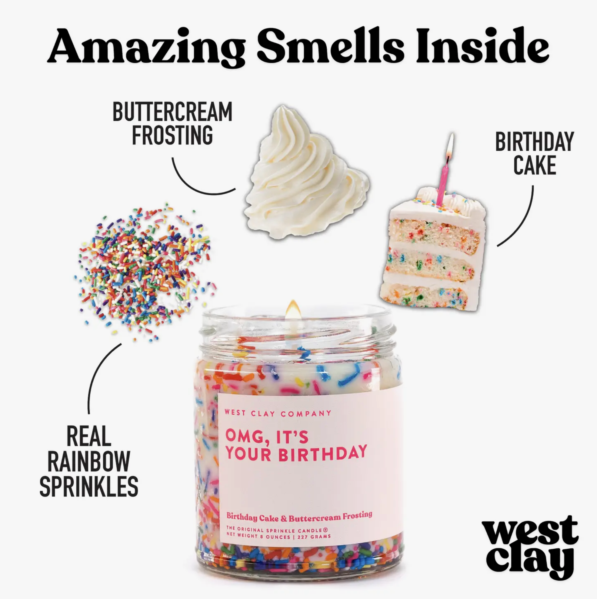 "OMG, It's Your Birthday" candle visualization of scents