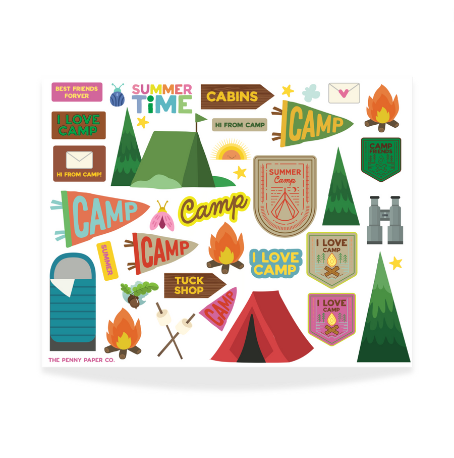 Vinyl Sticker Sheet | Camp Theme