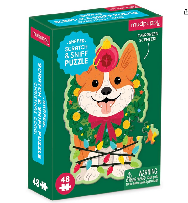 Christmas Corgi 48 Piece Scratch and Sniff Puzzle