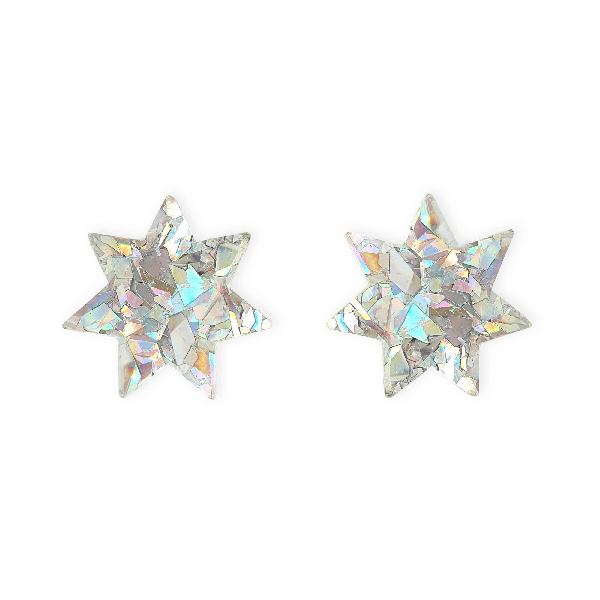 Star Stud Earrings in Silver Sparkle